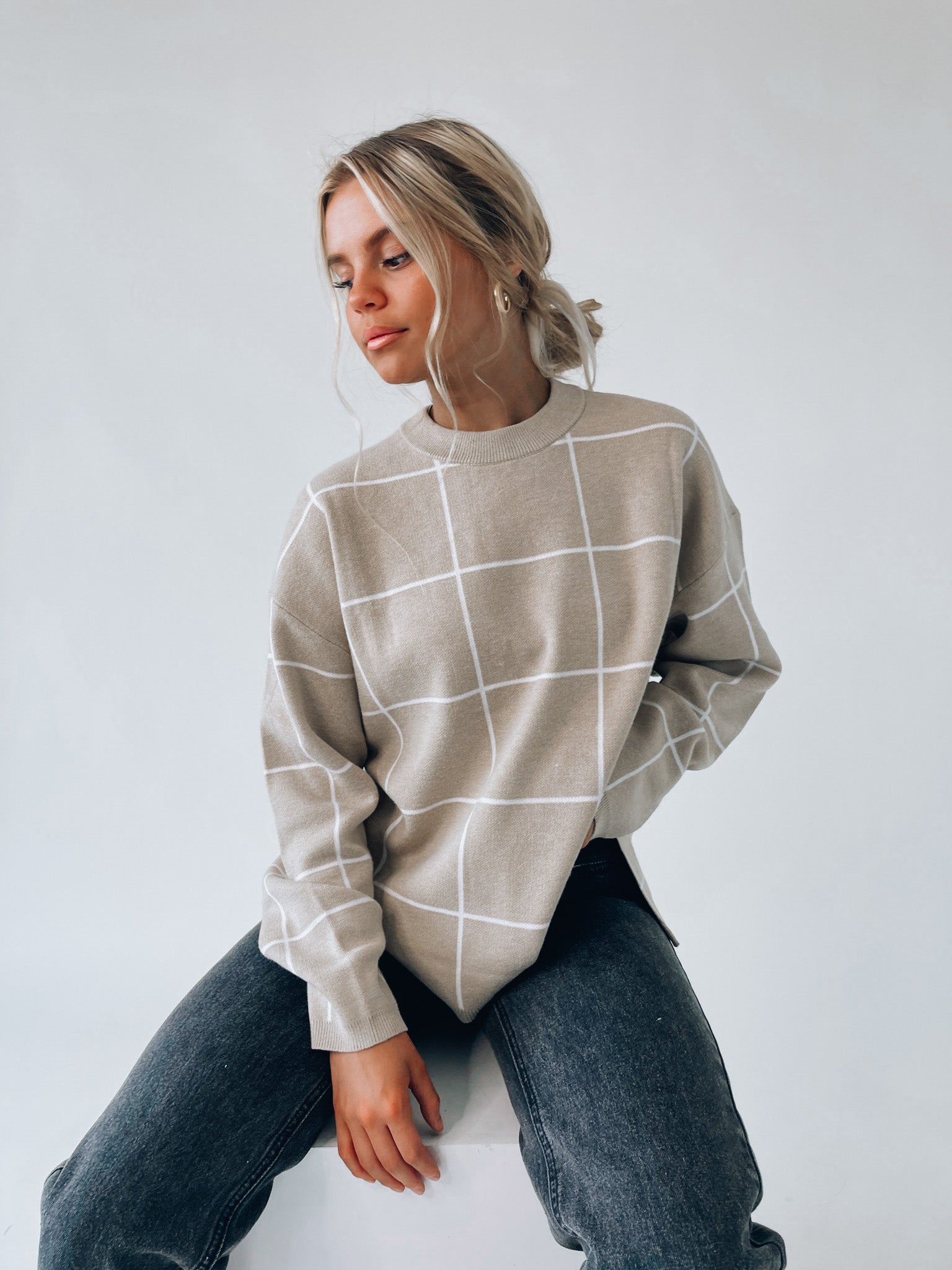 Kyndra Grid Sweater