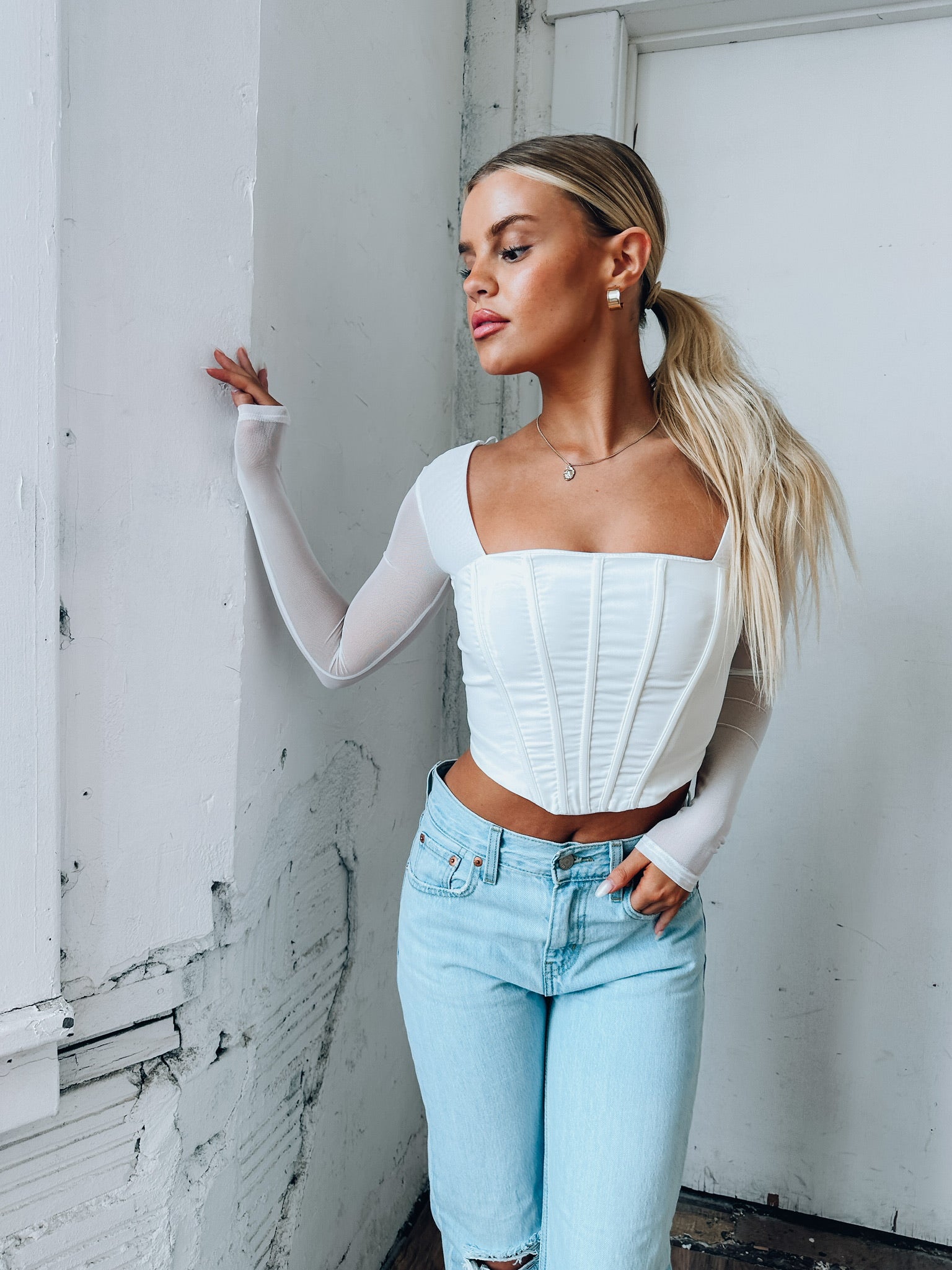 Jacquelyn Corset Top In White