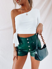 SALE : Olive Pleather Shorts