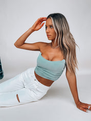 SALE :Sage Ruched Fitted Crop