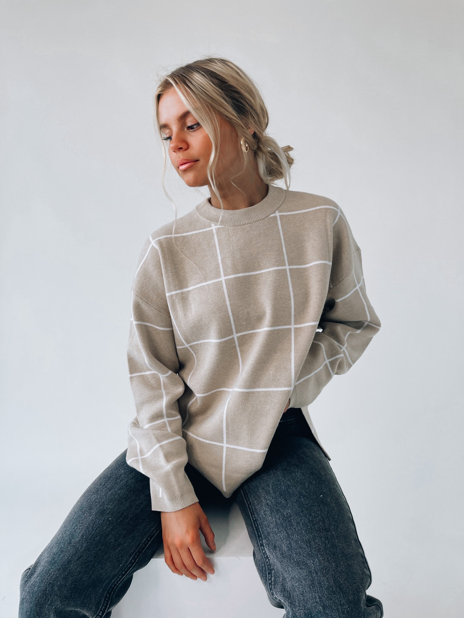 Kyndra Grid Sweater