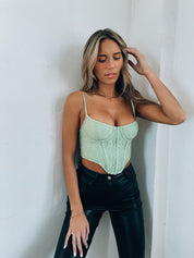 RESTOCKED: Baylor Bustier Top In Sage