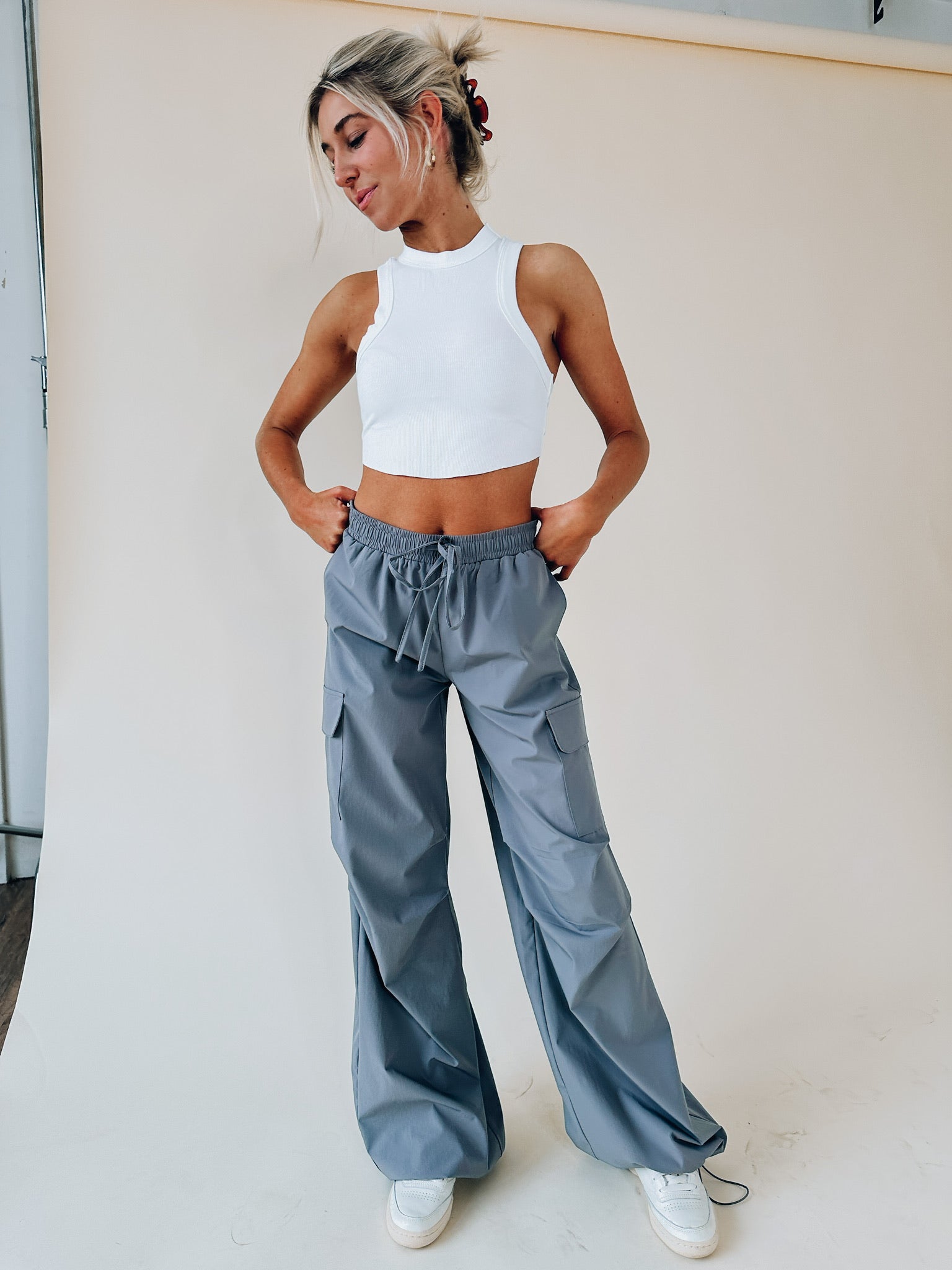 Nalani Cropped Sleeveless Top In White