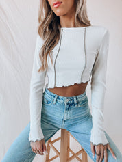 Cream Contrast Long Sleeve