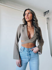Harlow Cropped Wrap Blazer