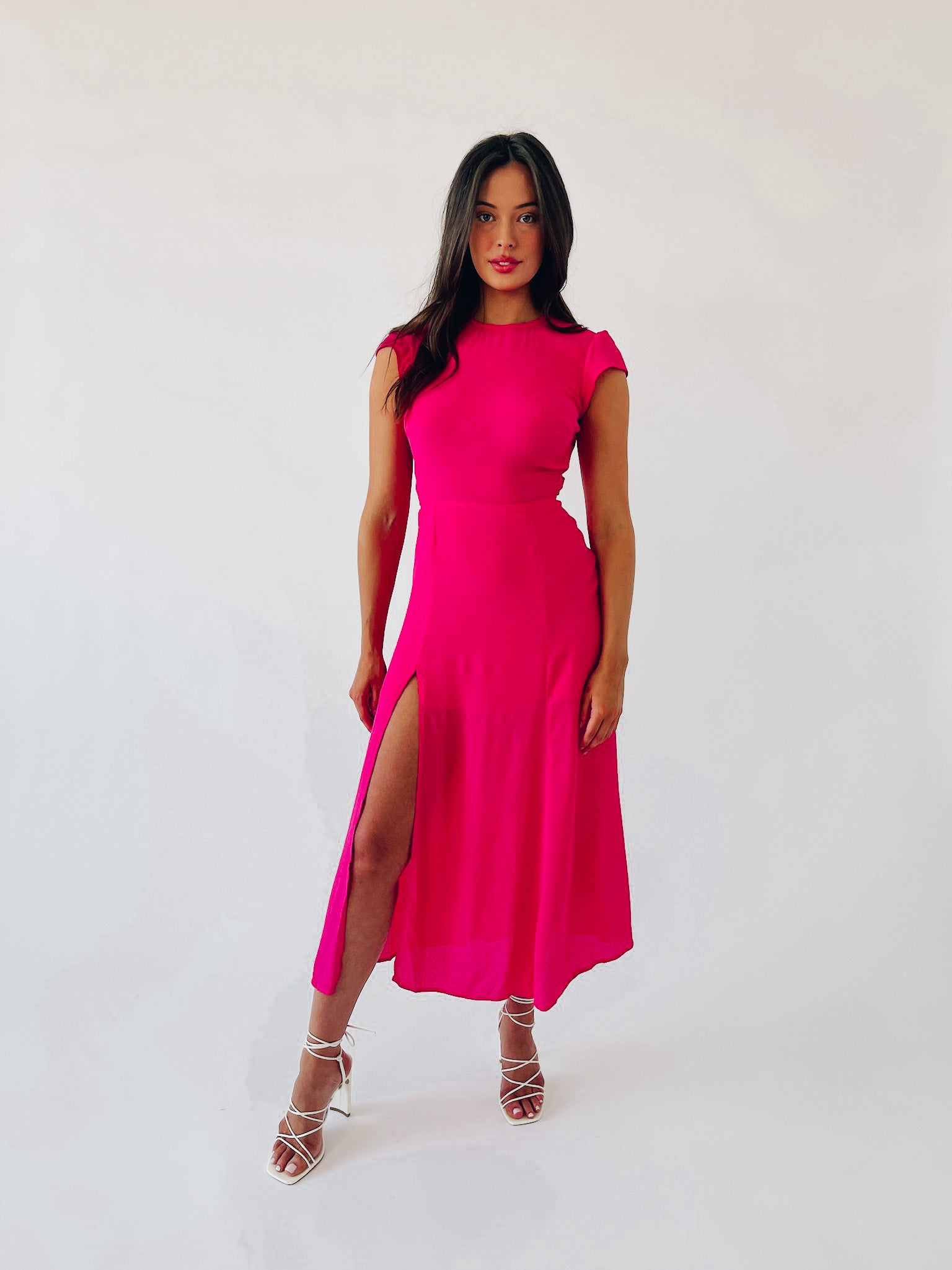 Raya Fuchsia Midi Dress
