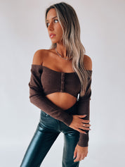 SALE :Mocha Jacie OTS Cropped Sweater