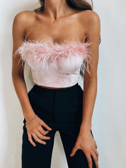 SALE :Dusty Rose Velvet Bustier Top