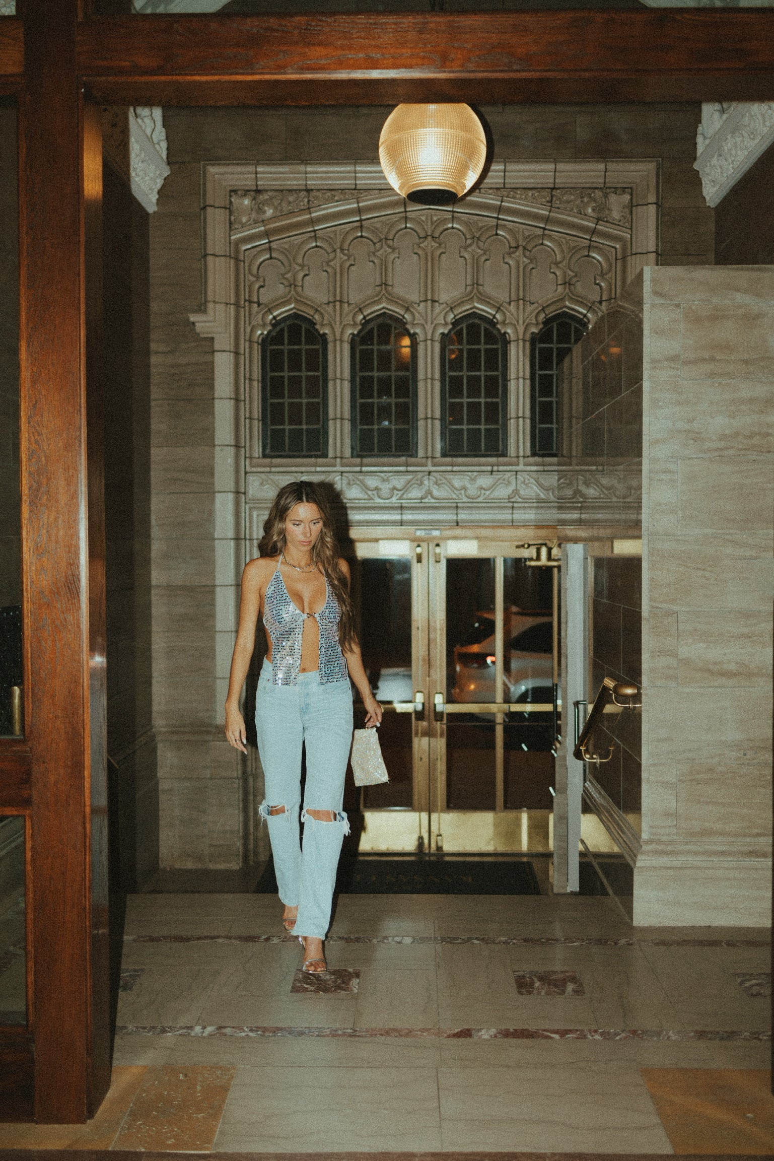 Noelle Halter Sequin Top