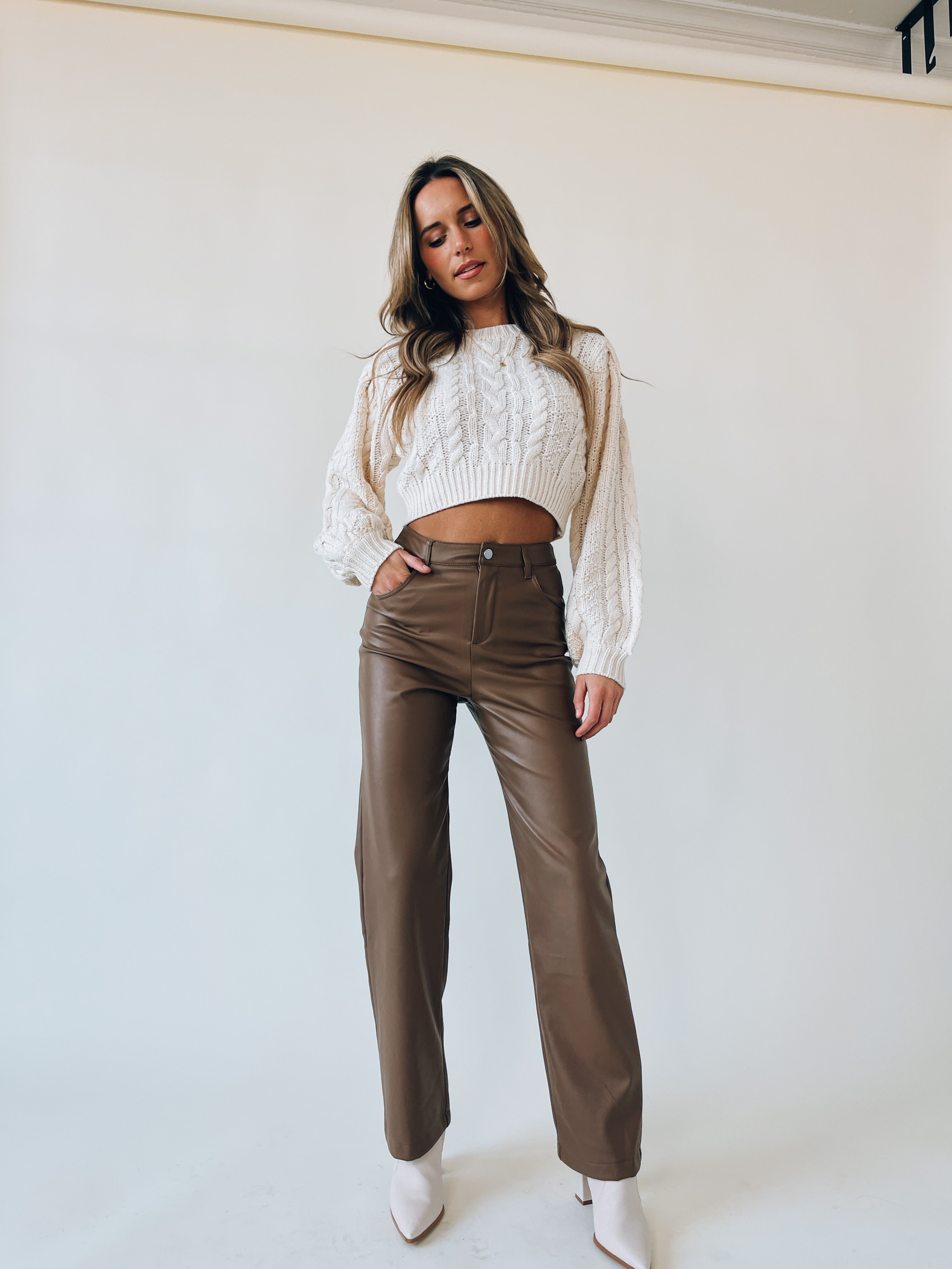 Haven High Waisted Pants In Latte