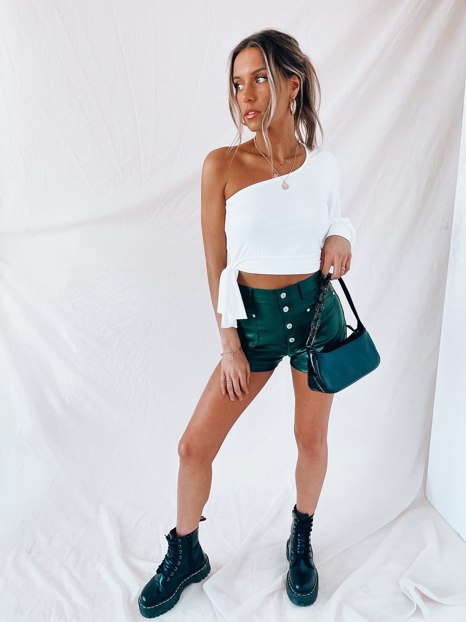 SALE : Olive Pleather Shorts
