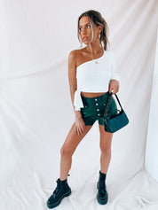 SALE : Olive Pleather Shorts