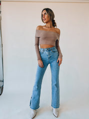 Taupe Off The Shoulder Top