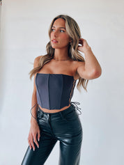 Stassi Grey Strapless Corset Top