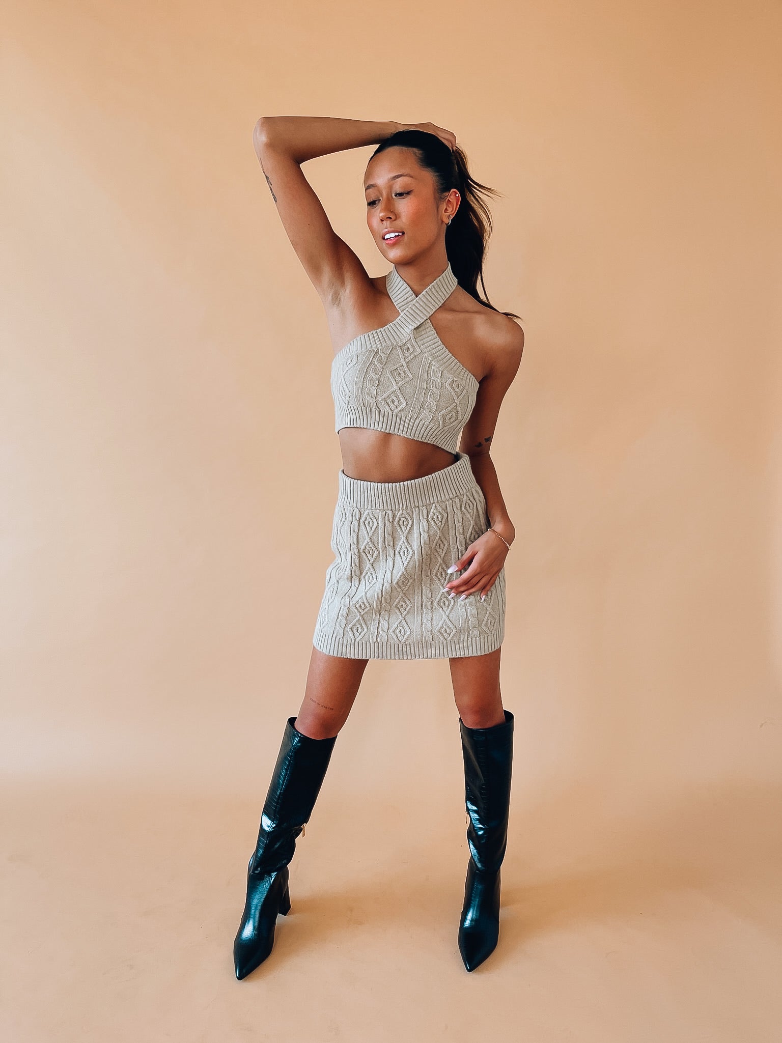 Ashleigh Cable Knit Skirt Set