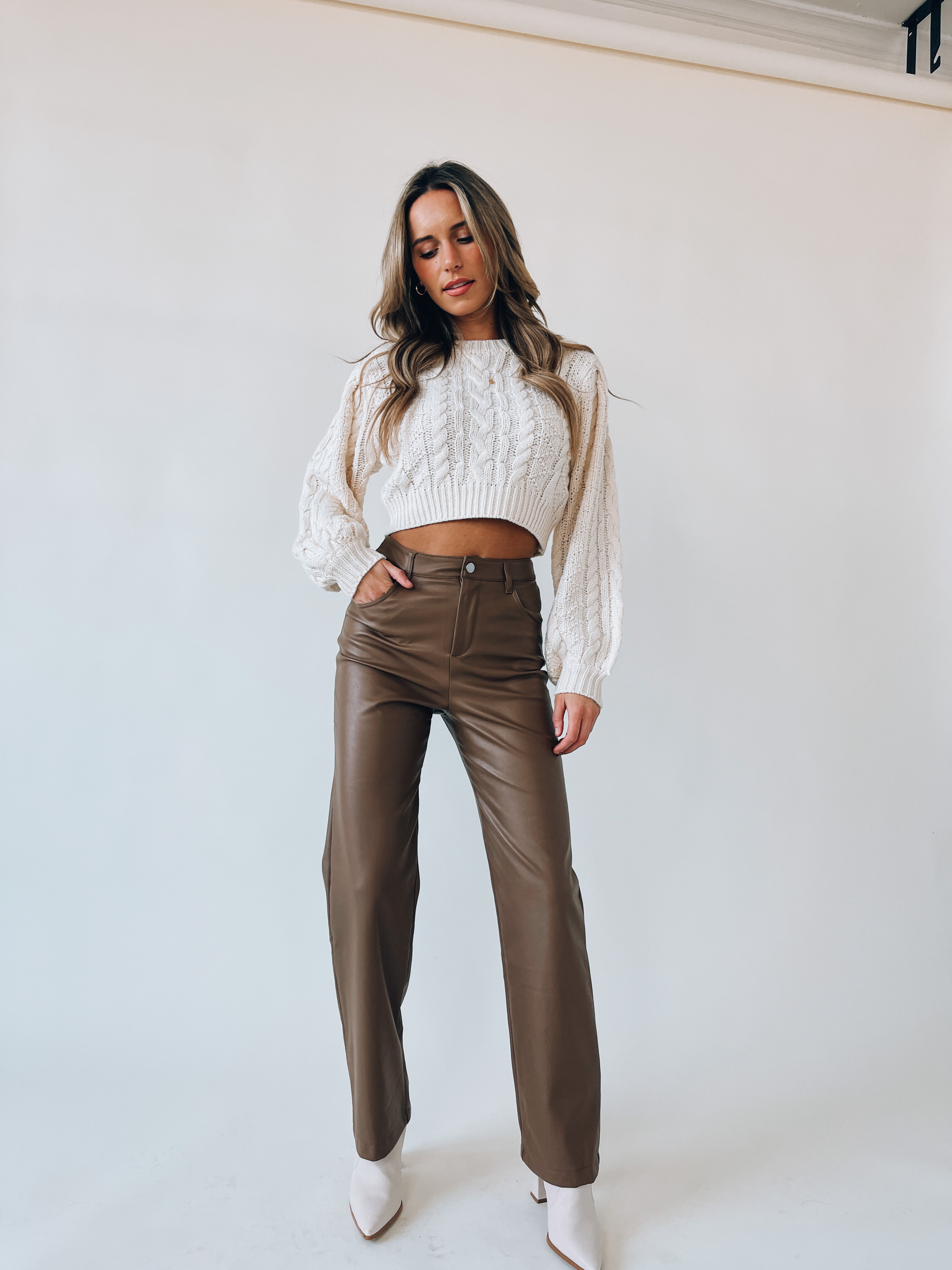 Haven High Waisted Pants In Latte