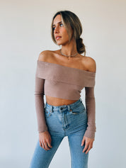 Taupe Off The Shoulder Top