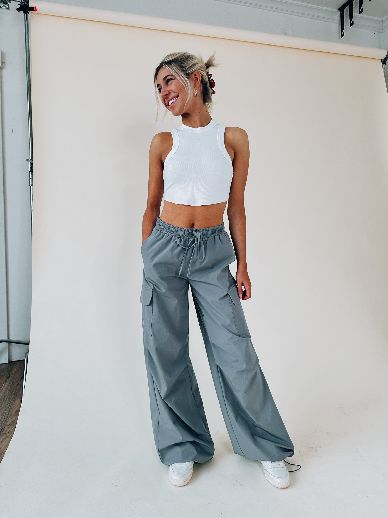 Nalani Cropped Sleeveless Top In White