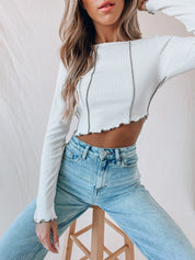 Cream Contrast Long Sleeve