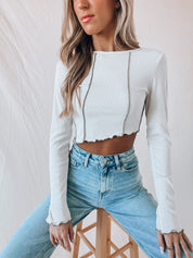 Cream Contrast Long Sleeve