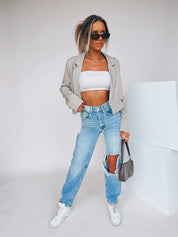 Stone Grey Devon Cropped Blazer