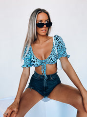 Blue Baskin Animal Print Top