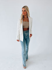 Bindi Crocodile Print Leather Blazer