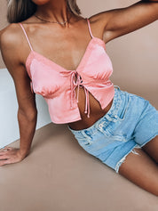 Pink Ayla Lace Tie Top