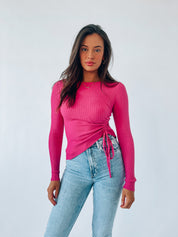 Jemma Pink Ribbed Long Sleeve