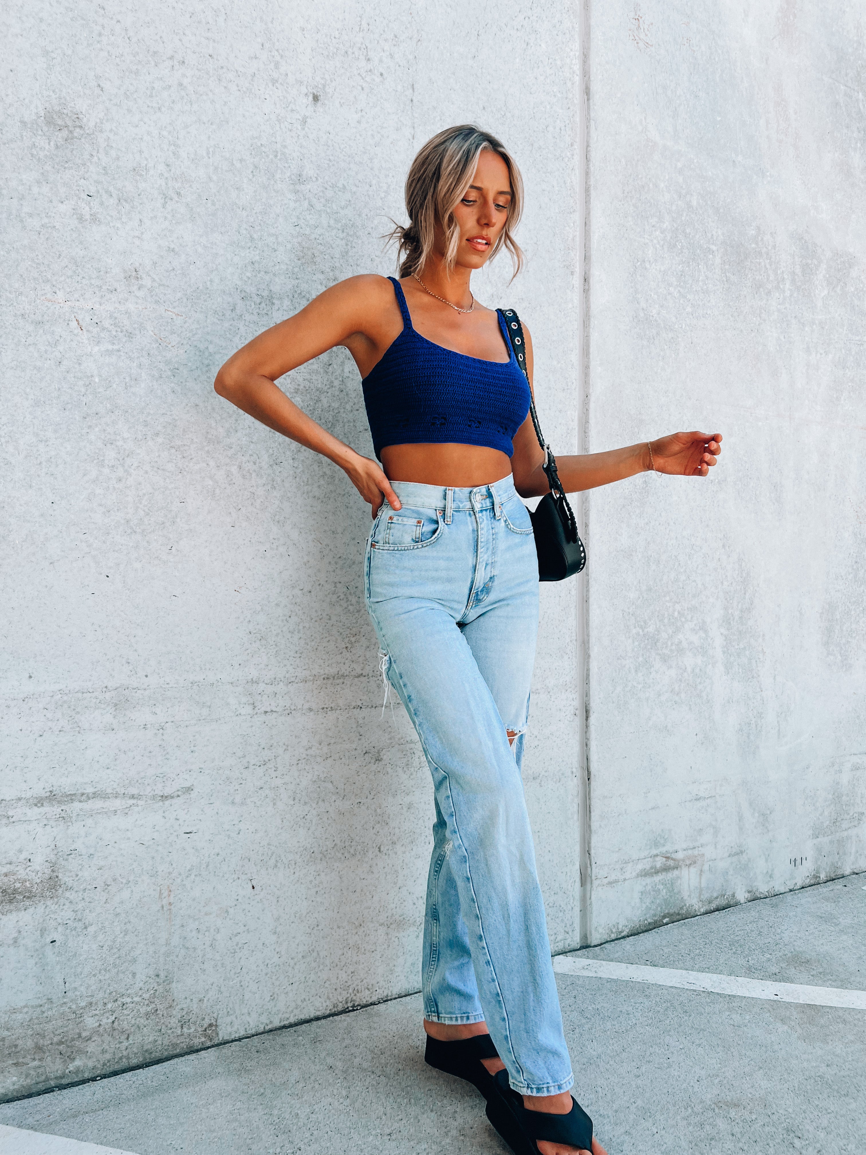 SALE :Cobalt Crochet Crop Top