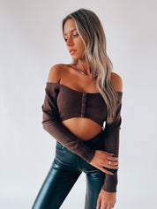 SALE :Mocha Jacie OTS Cropped Sweater