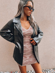 RESTOCKED: Mocha Pleather Belted Shacket