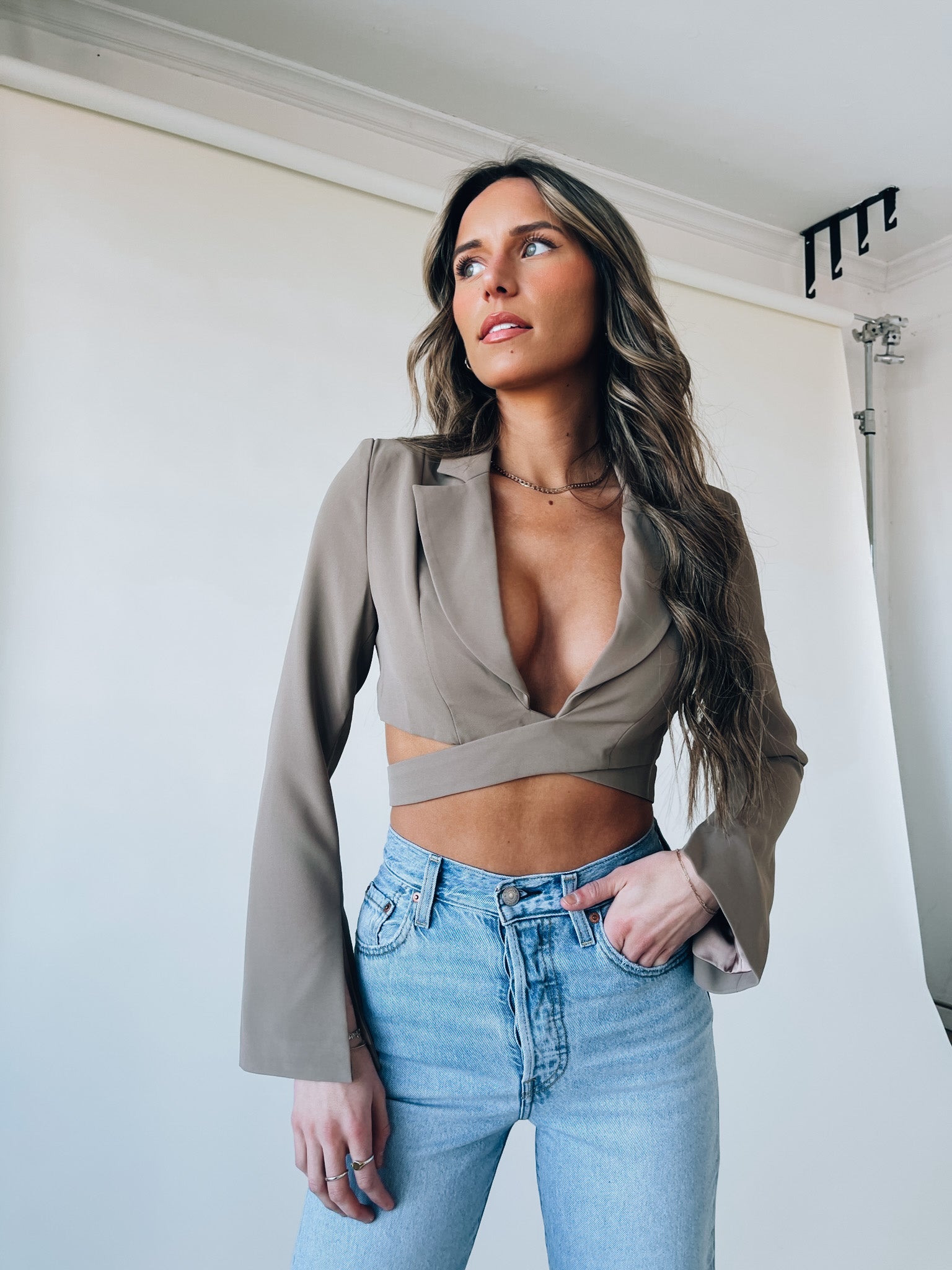 Harlow Cropped Wrap Blazer