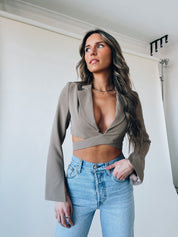 Harlow Cropped Wrap Blazer