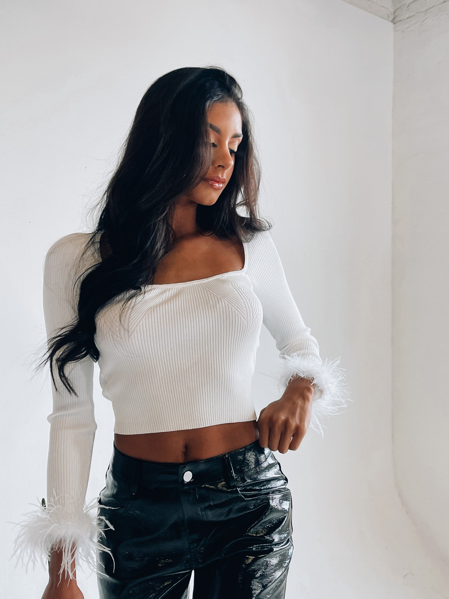 Paisley Ribbed Feather Top