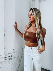 Dylan Cropped Pleather Top