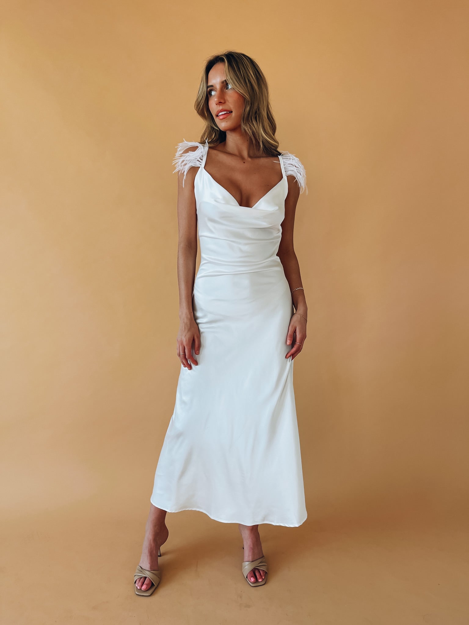 Natalia Feather Detail Maxi Dress