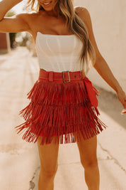 Everly Sparkle Skirt In Red