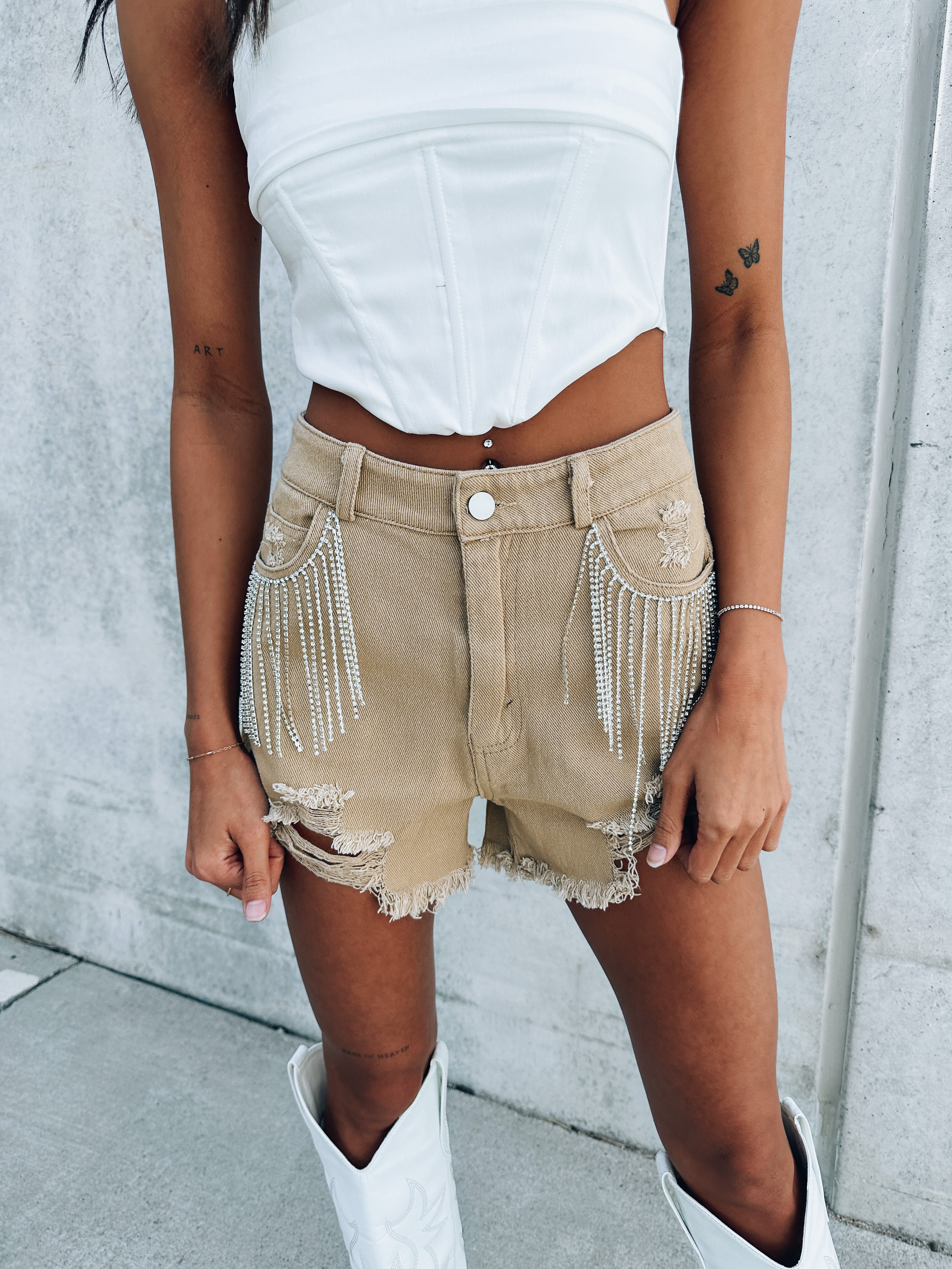 Kolby Rhinestone Fringe Shorts