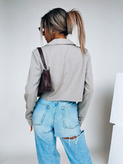 Stone Grey Devon Cropped Blazer