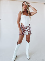 Ellie Geometric Satin Mini Skirt