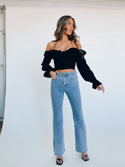 SALE :Alena Off The Shoulder Bustier Top In Black