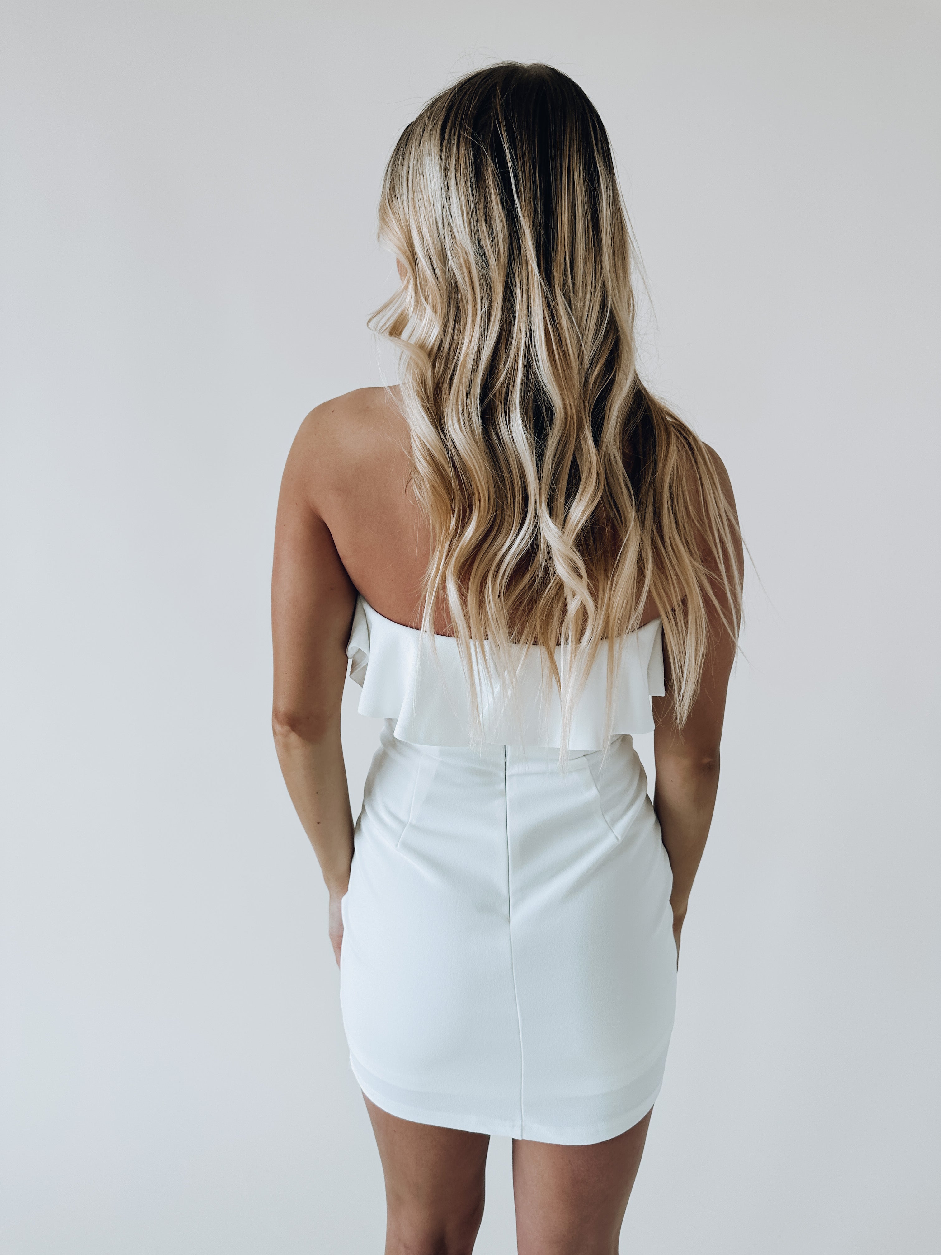 Charlotte Ruffle Strapless Dress