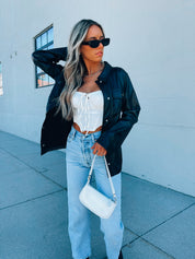 Belted Pleather Jacket