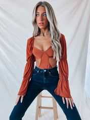 Rust Kaysha Cut Out Bodysuit