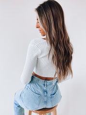 Hollyn Twist Long Sleeve Ribbed Crop
