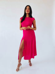 Raya Fuchsia Midi Dress