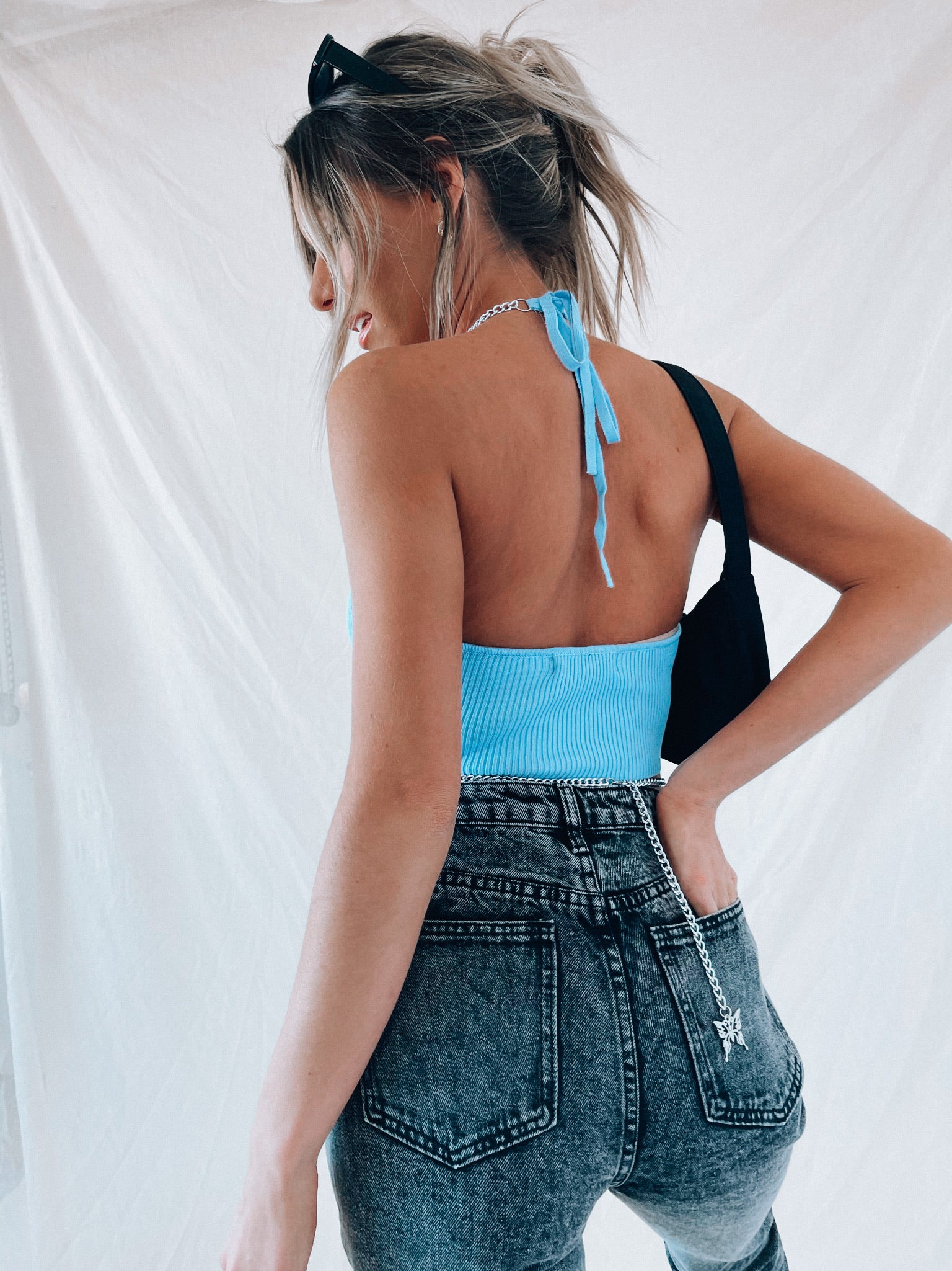 SALE: Baby Blue Chained Halter