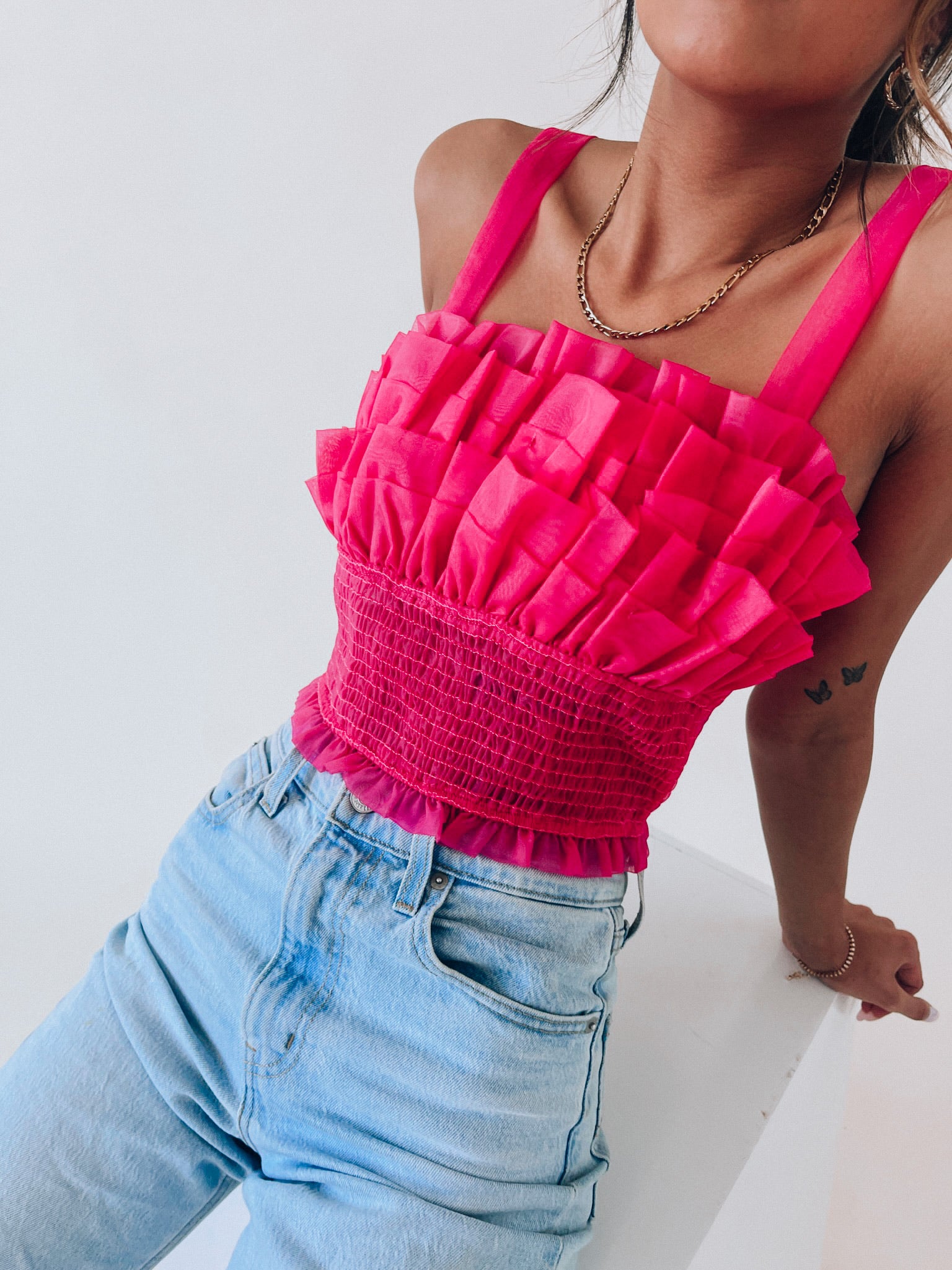 Madelyn Mesh Ruffle Top