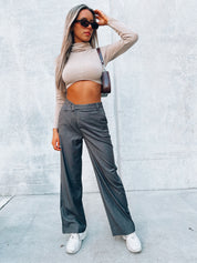 Taupe Suede Cropped Turtleneck